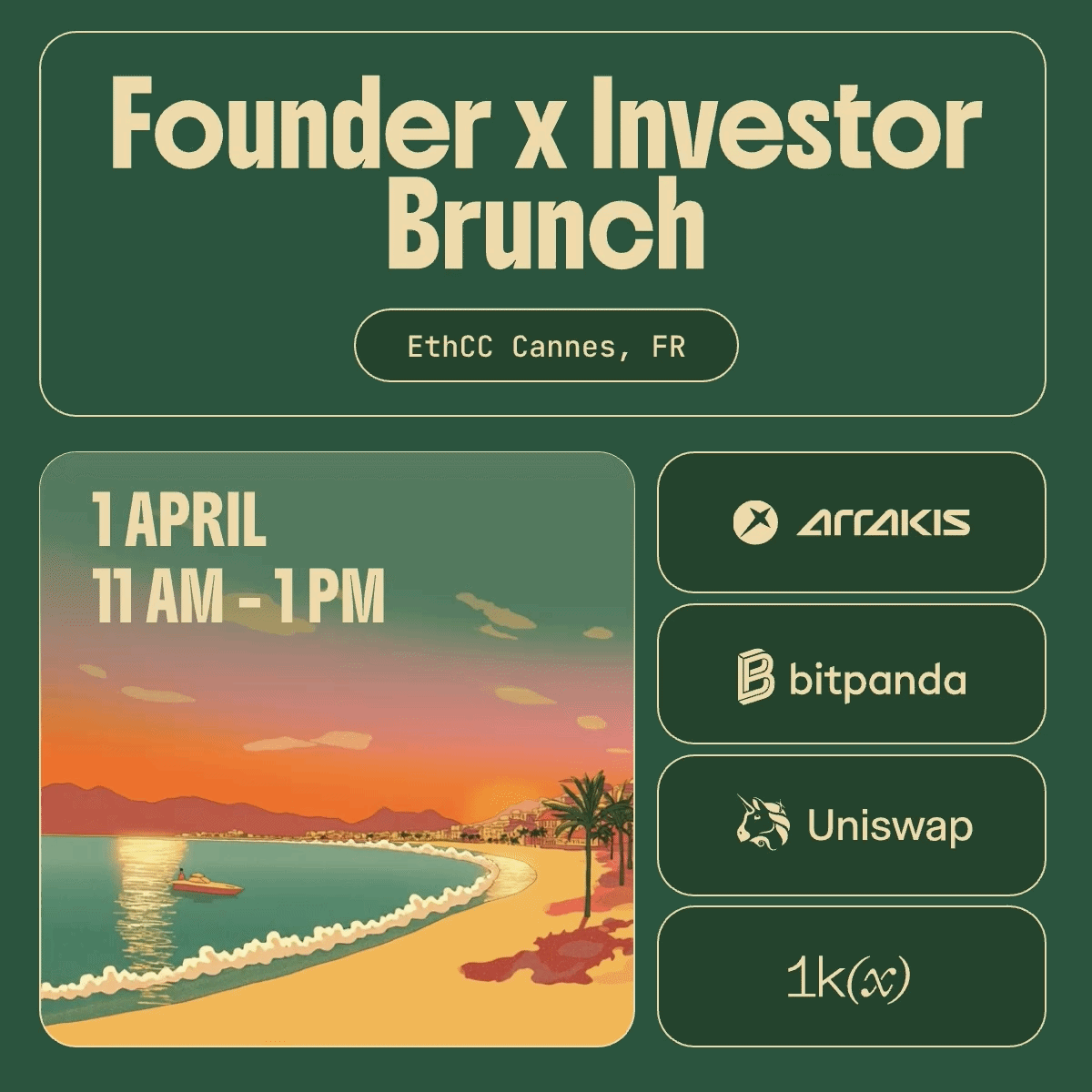 Investor x Founder Beachclub by Arrakis, Bitpanda, & Uniswap