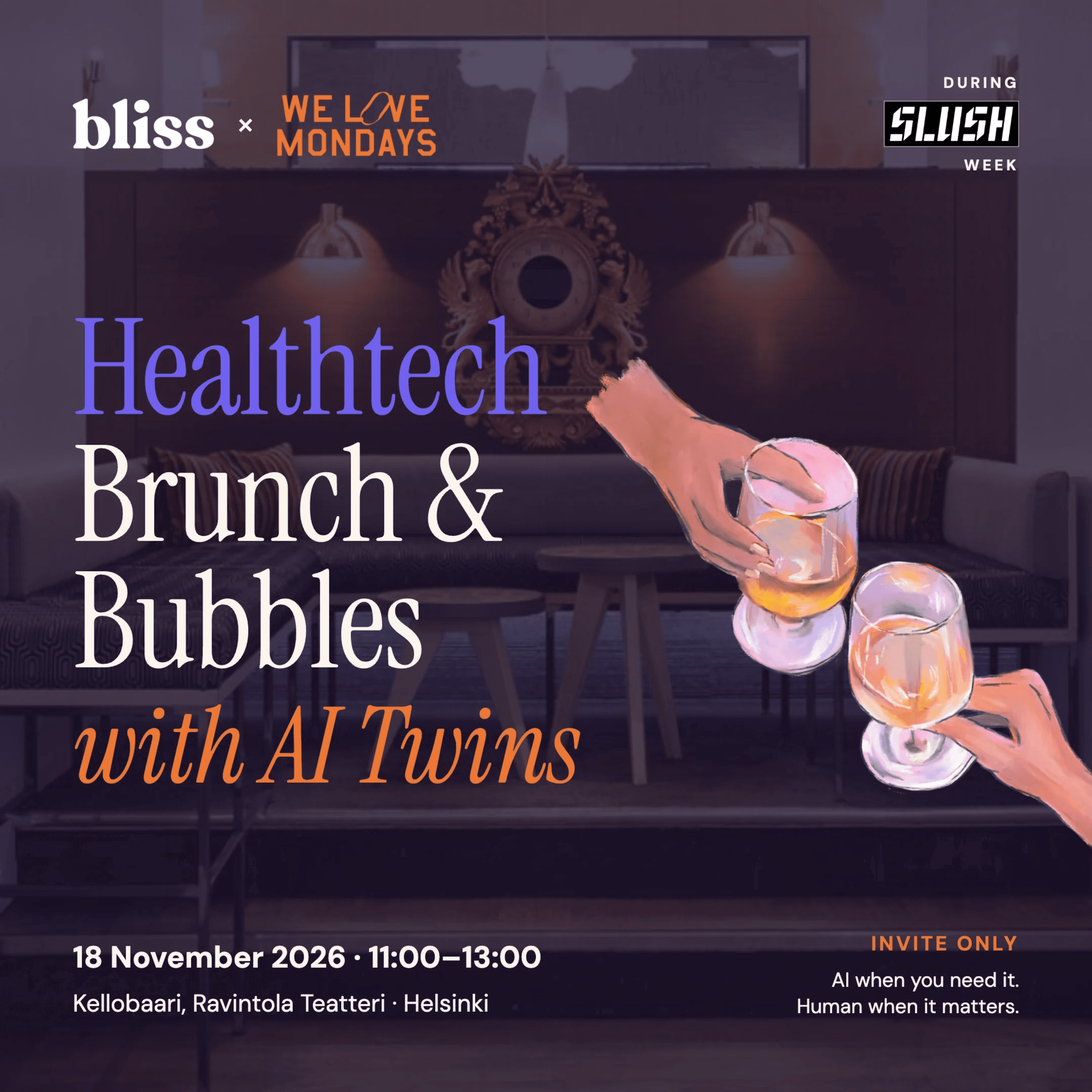 Slush Day 1: Healthtech Brunch & Bubbles with AI Twins