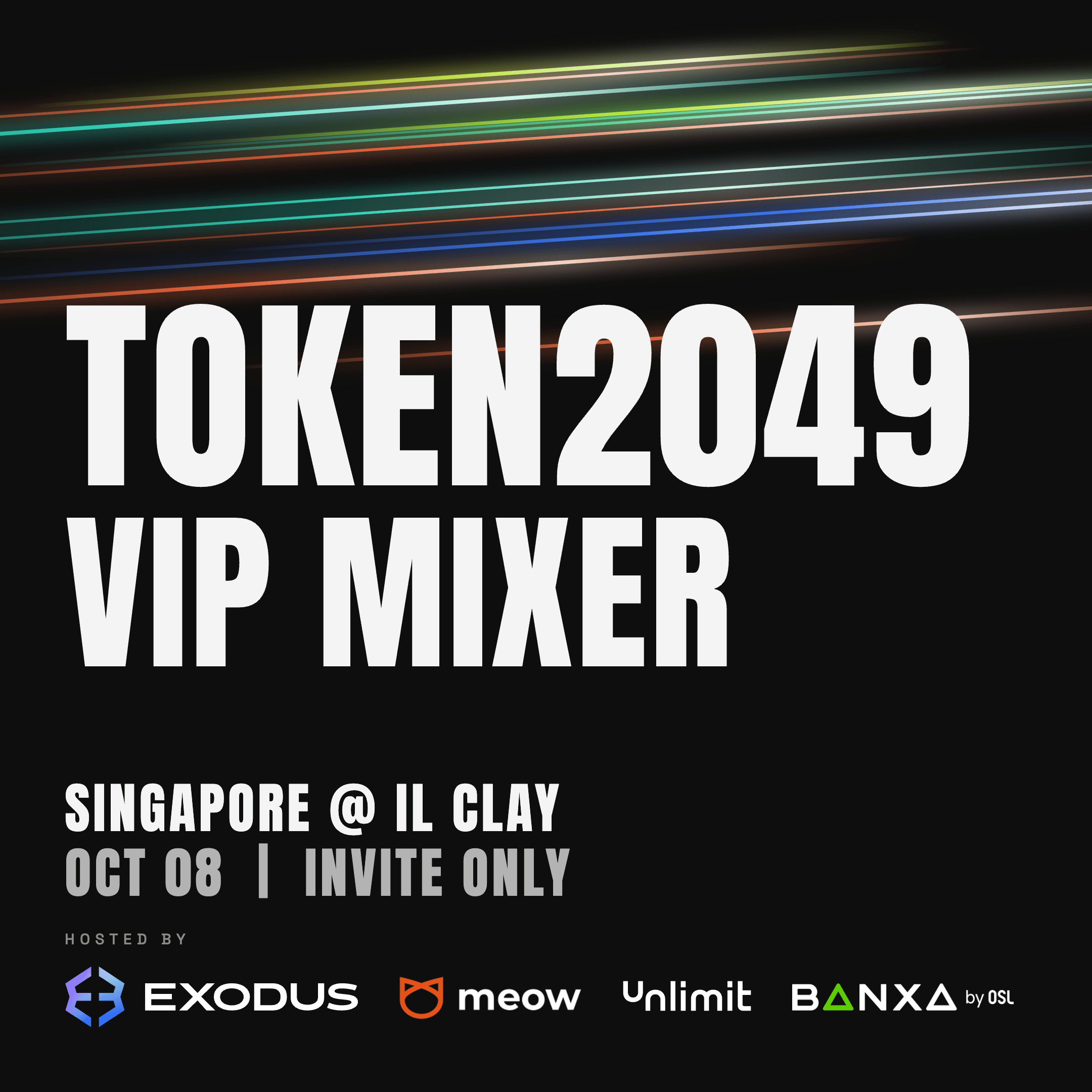 TOKEN2049 VIP Mixer, hosted by Exodus, Meow, Unlimit and Banxa