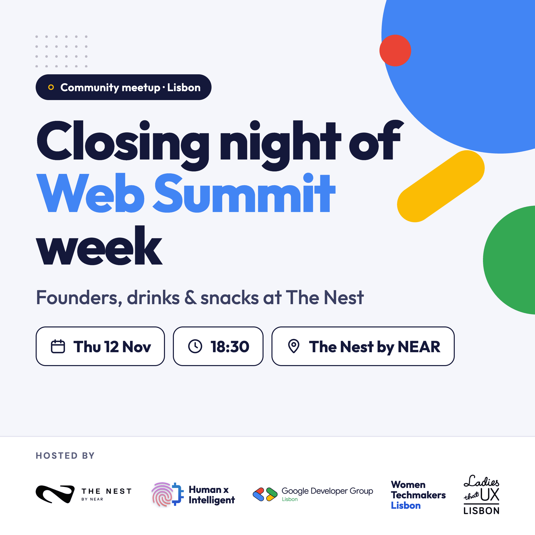 Closing Night of Web Summit Week: Founders, Drinks and Snacks at The Nest