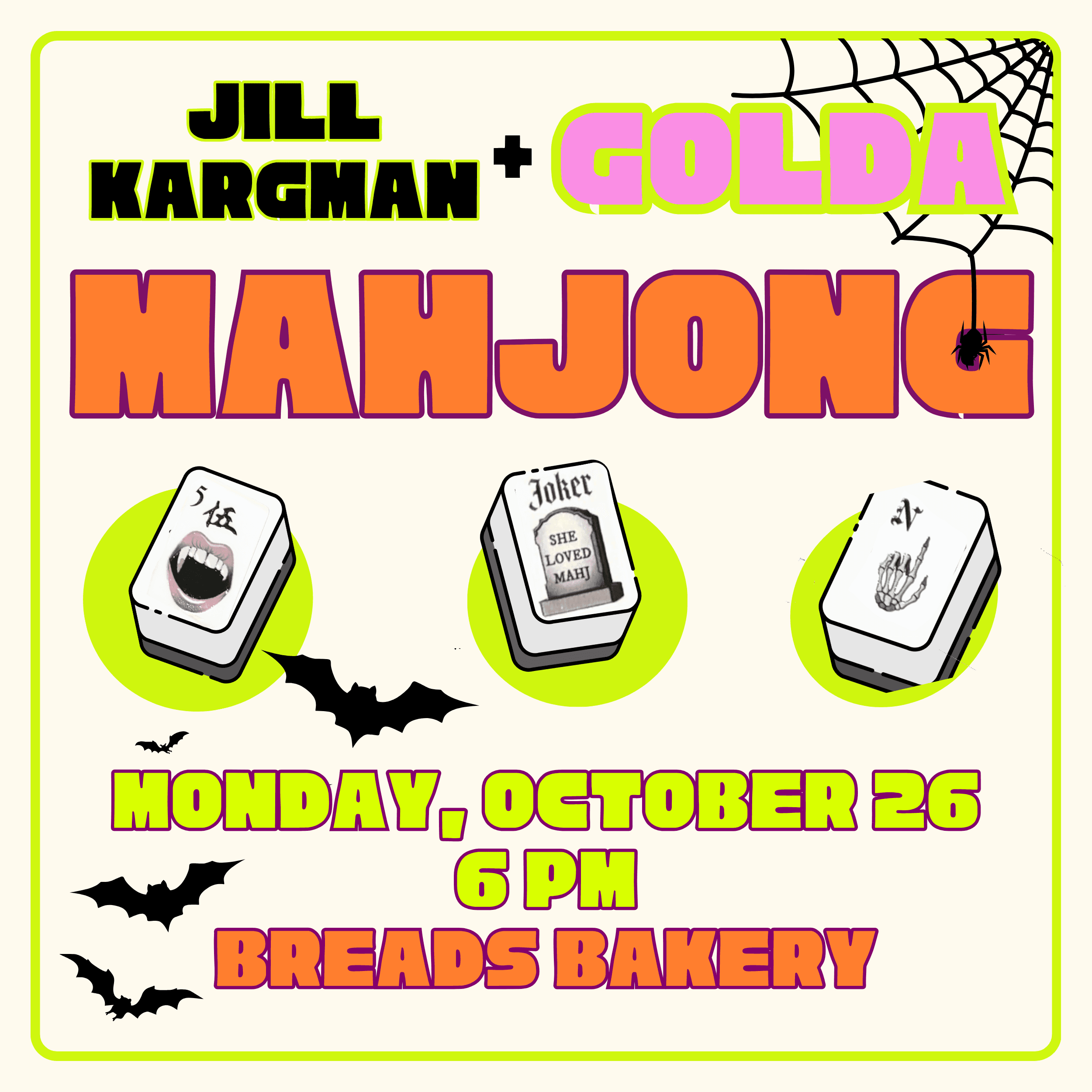 Mahjong with Jill Kargman and GOLDA 10/26